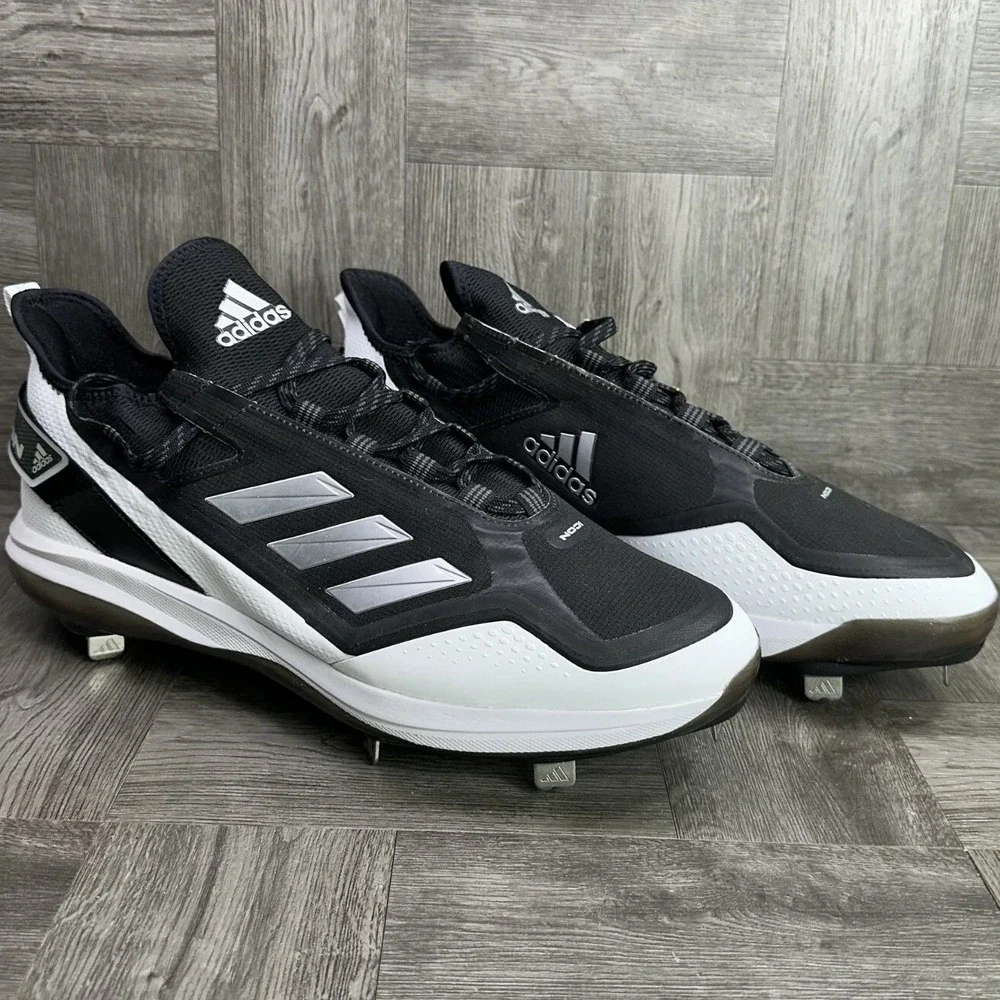 Adidas Icon 7 Boost Baseball Cleats Mens 15 Black White Metal Spikes NEW FY4178